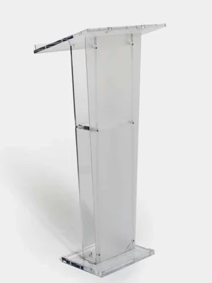 Atriles a medida personalizados en metacrilato con frente en color hielo