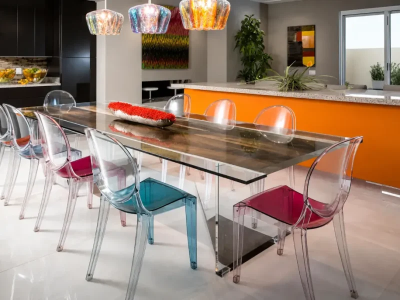 Mesa para decorar con metacrilato transparente